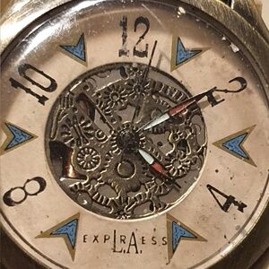 🦋10/$20🦋 LA Express LAX045-136 Bronze Leather Skeleton Women's Watch